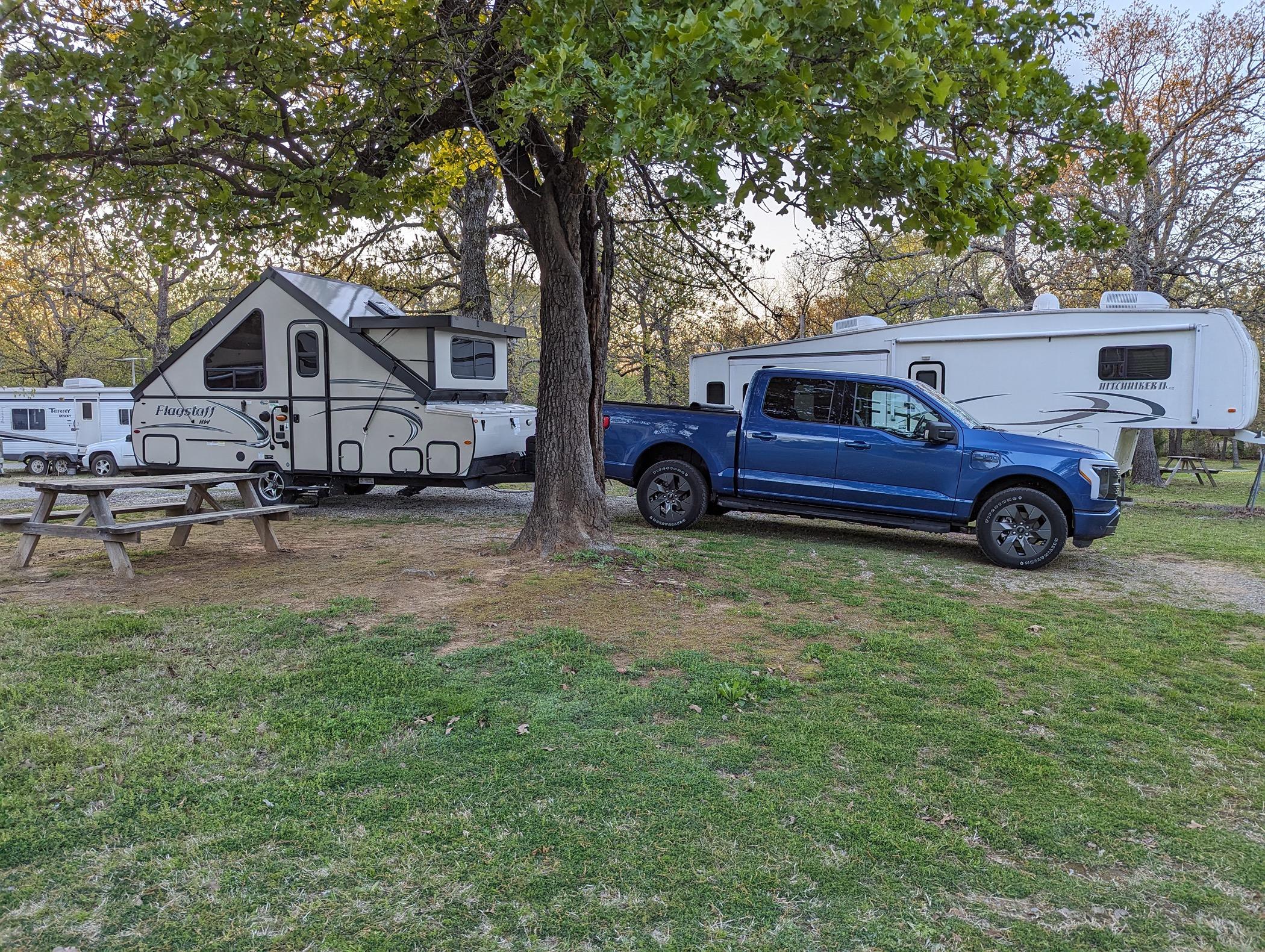 Ford F-150 Lightning Towed camper 1,250-miles (MN to TX) using Tesla Superchargers PXL_20240405_003059837_Original