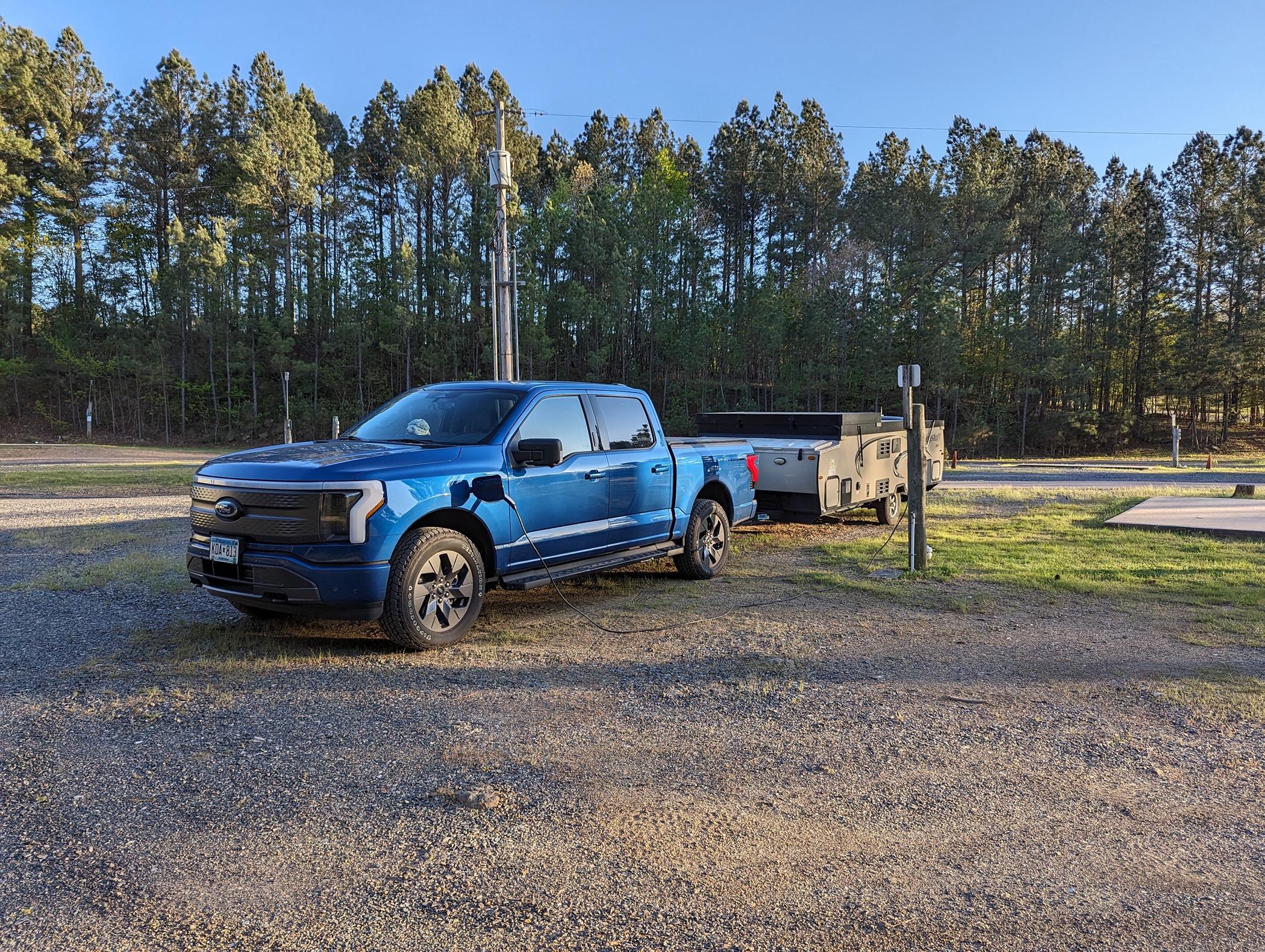 Ford F-150 Lightning Towed camper 1,250-miles (MN to TX) using Tesla Superchargers PXL_20240411_235741005_Original