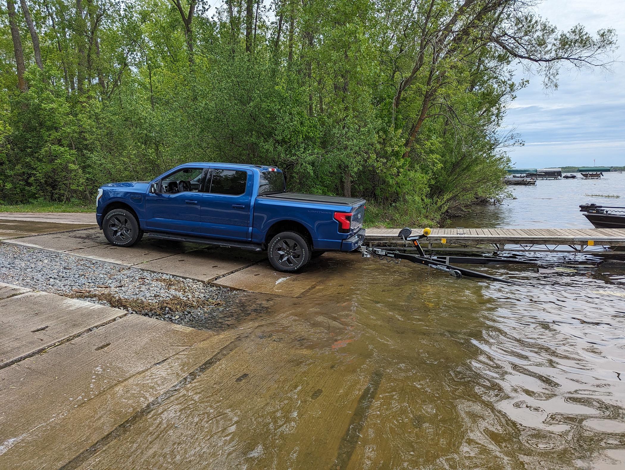 Ford F-150 Lightning Towing a 5,500 lbs boat without Max Tow... it's been great! PXL_20240519_191404934_Original