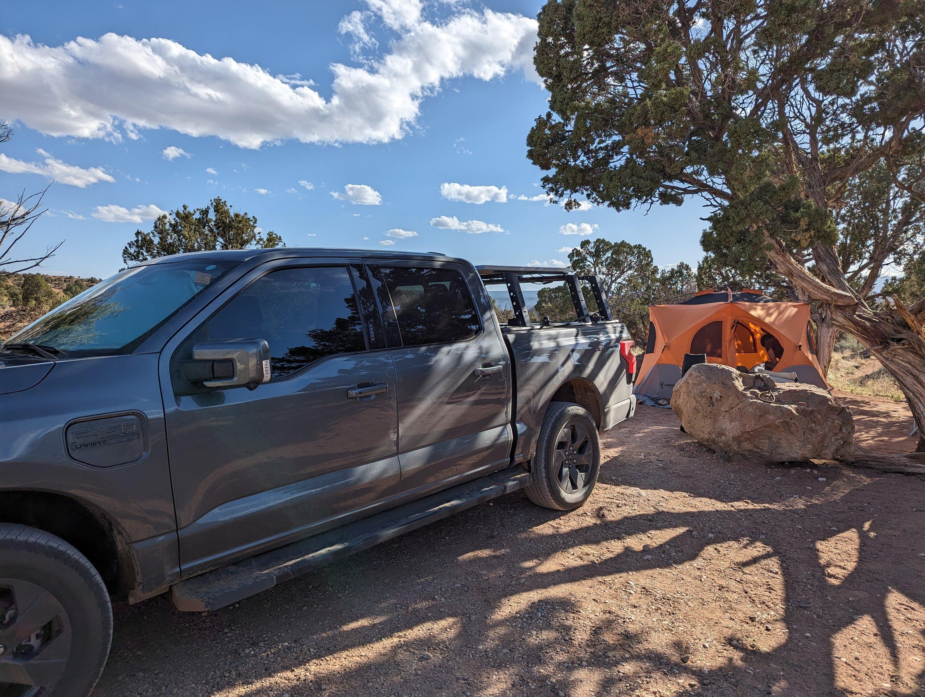 Ford F-150 Lightning First Lightning camping trip: 400 miles round-trip...Unmitigated success! PXL_20240524_000658448