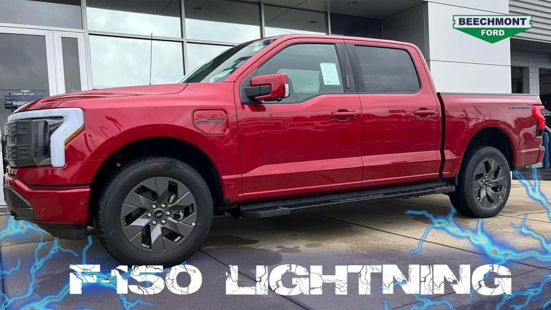 Ford F-150 Lightning Rapid Red Lightning arrives at Beechmont Ford in Cincinnati Ohio Rapid Red F150 Lightning Lariat 3