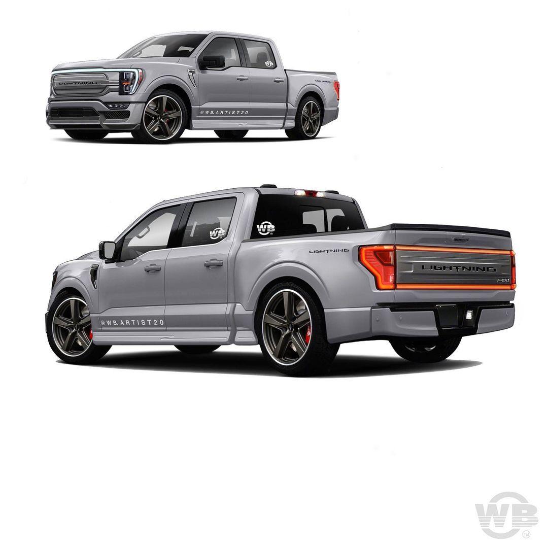 Ford F-150 Lightning 2022 F-150 Lightning Side Profile Teaser Look rendering-brings-sporty-body-kit-and-2000s-vibes_1