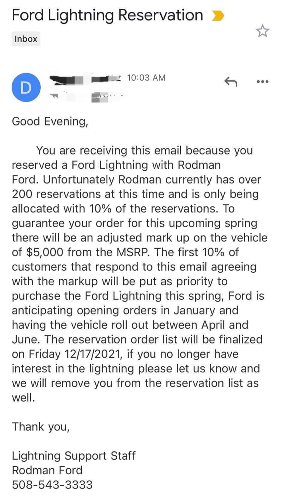 Ford F-150 Lightning Dealers asking for $5K - $30K ADM markup on 2022 F150 Lightning! rodman-ford