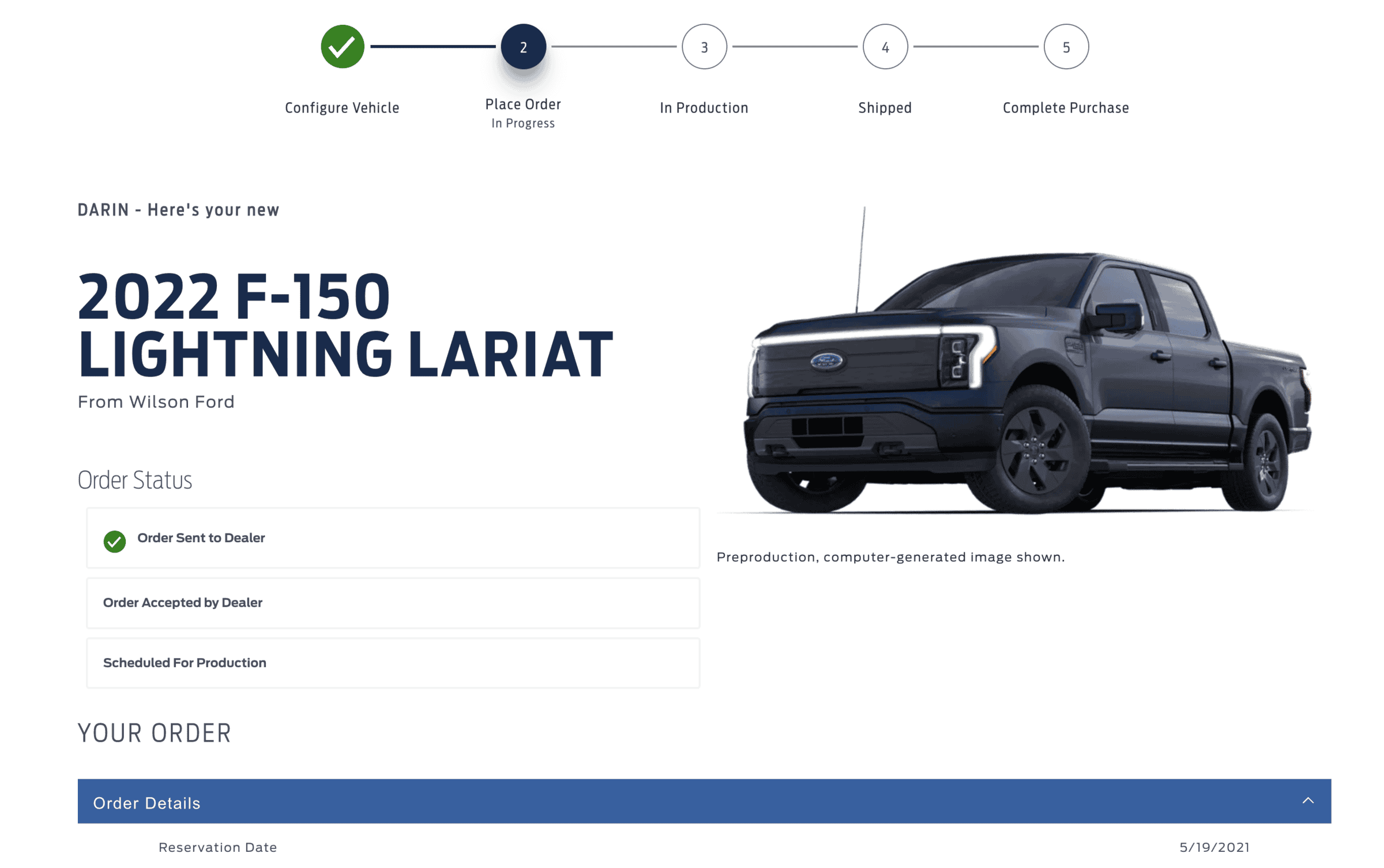 Ford F-150 Lightning Dealer has no info on any orders? Screen Shot 2022-04-18 at 8.01.54 AM