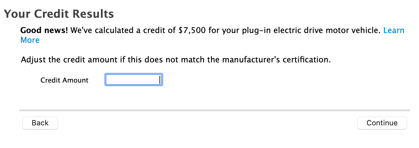 Ford F-150 Lightning IRS Form 8936 Qualified EV Credit Form / Section Now Available in TurboTax Screen Shot 2023-02-09 at 9.01.59 AM