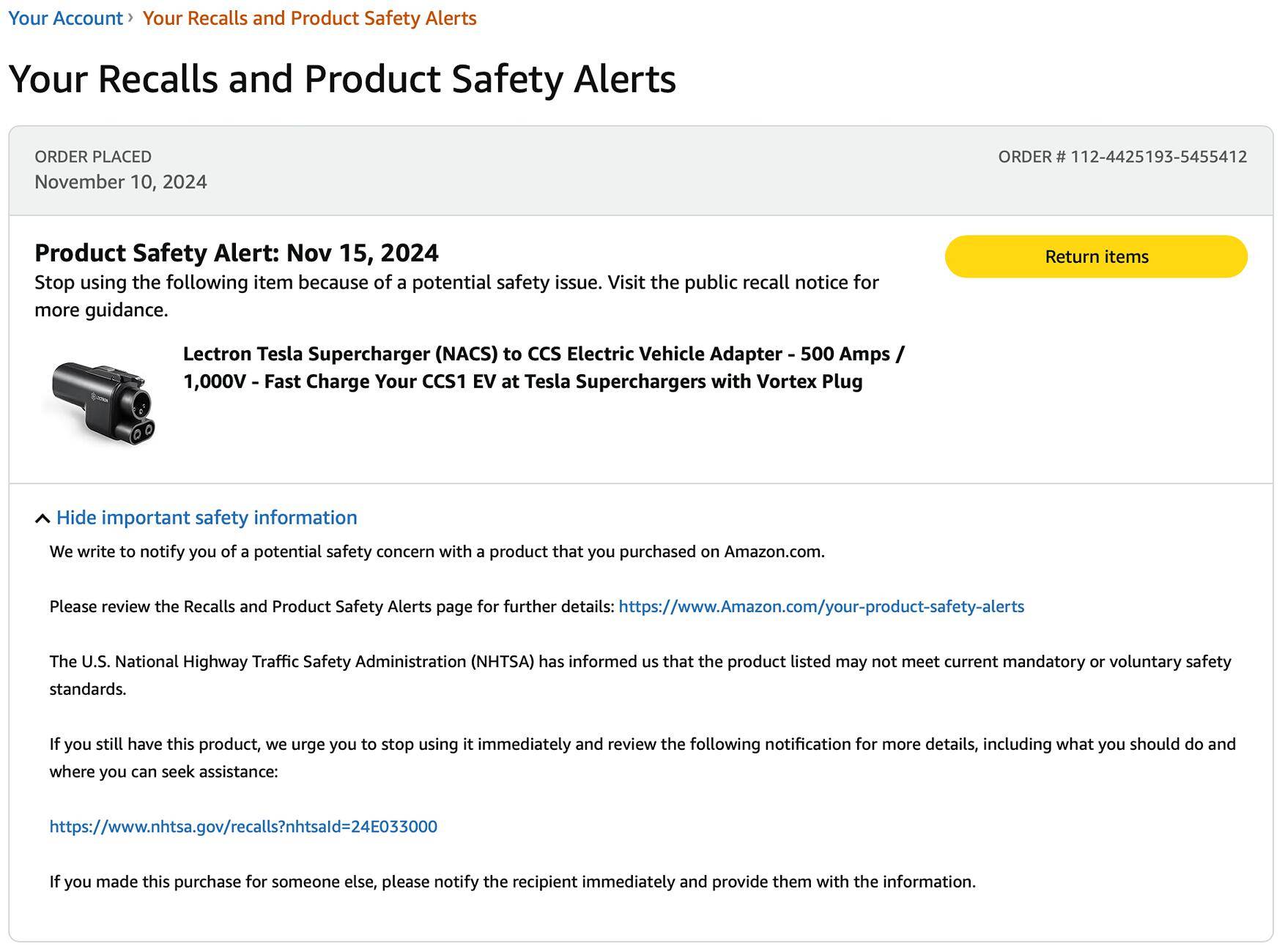 Ford F-150 Lightning Bought a Lectron off Amazon - 2 days later got this safety notice Screen Shot 2024-11-15 at 11.28.38 AM