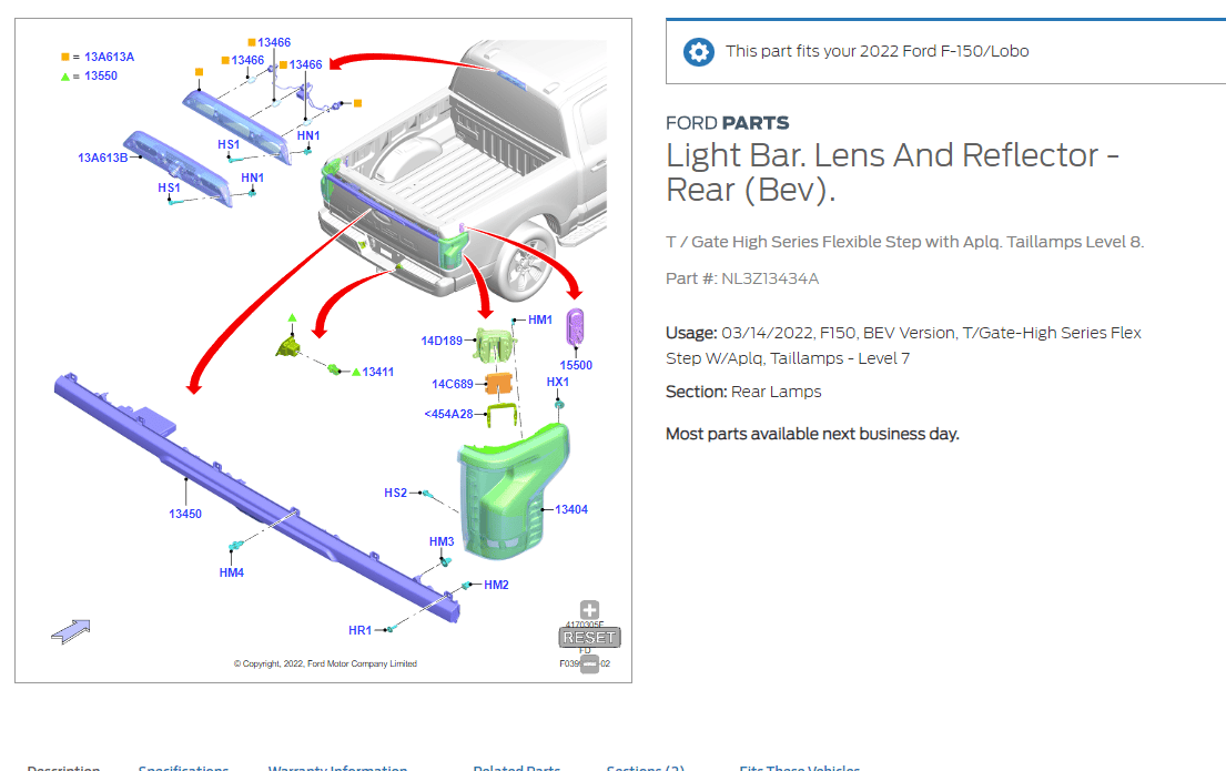 Ford F-150 Lightning TSB/Safety Recall 23S30: Rear Light bar Replacement for 2022-23 F-150 Lightning Screenshot 2023-06-19 150559