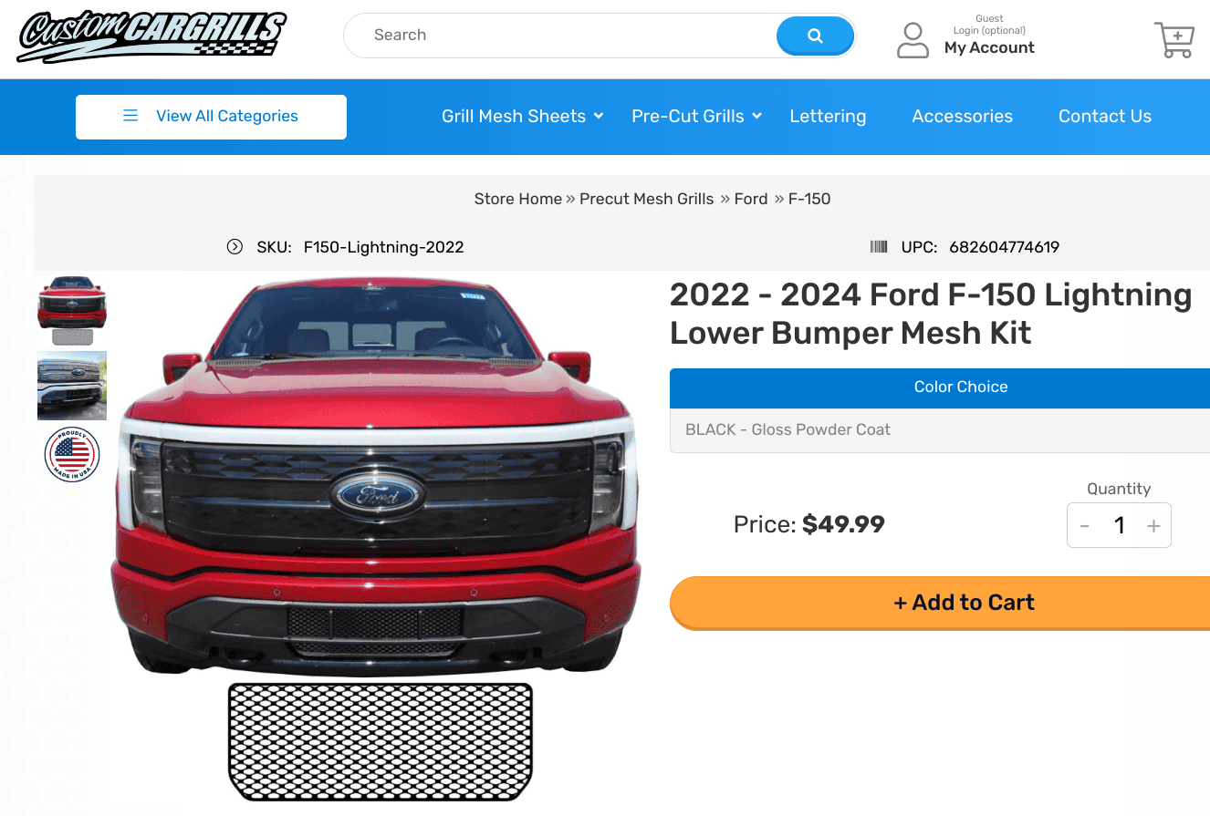 Ford F-150 Lightning Adding grill mesh ahead of active shutters in bumper? Screenshot 2024-07-25 08.37.57