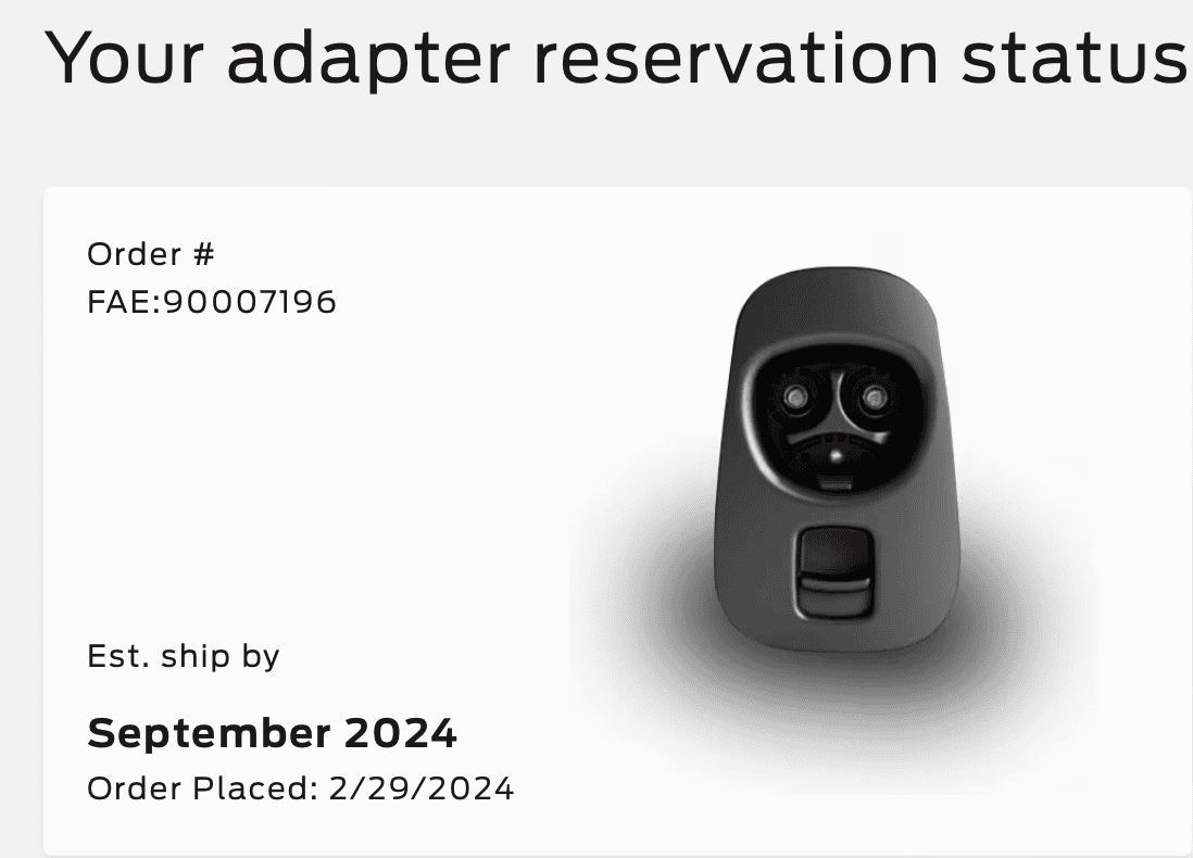 Ford F-150 Lightning NACS Adapter shipping delayed until September Screenshot 2024-07-31 at 4.30.58 PM