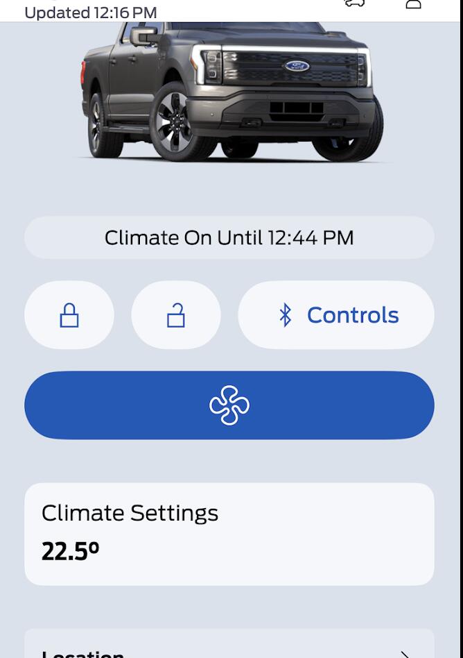 Ford F-150 Lightning FordPass app showing Celcius when starting climate Screenshot 2024-10-14 at 8.31.50 AM