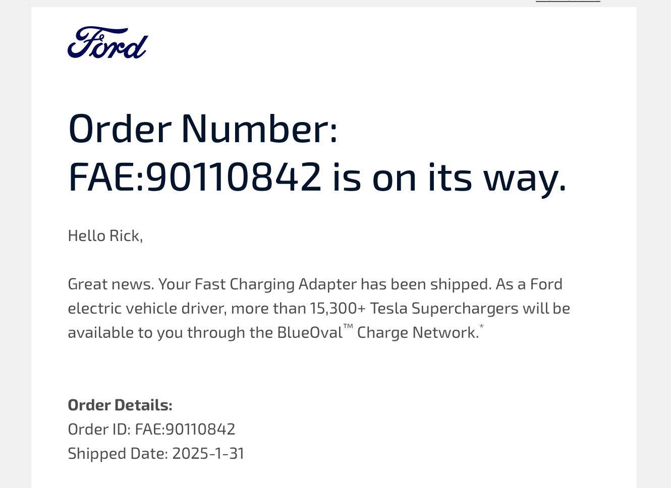 Ford F-150 Lightning Ford Resumes Shipping NACS Charging Adapters (February 2025 batch) Screenshot 2025-02-01 at 7.51.33 AM