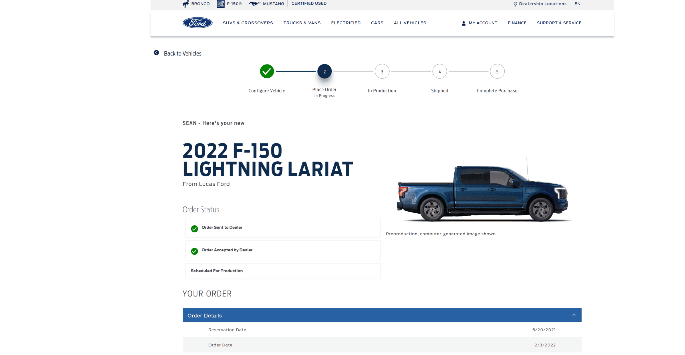 Ford F-150 Lightning Ordered but no build date.. should "Place Order" be checked?  Mine still says in progress Screenshot (9)