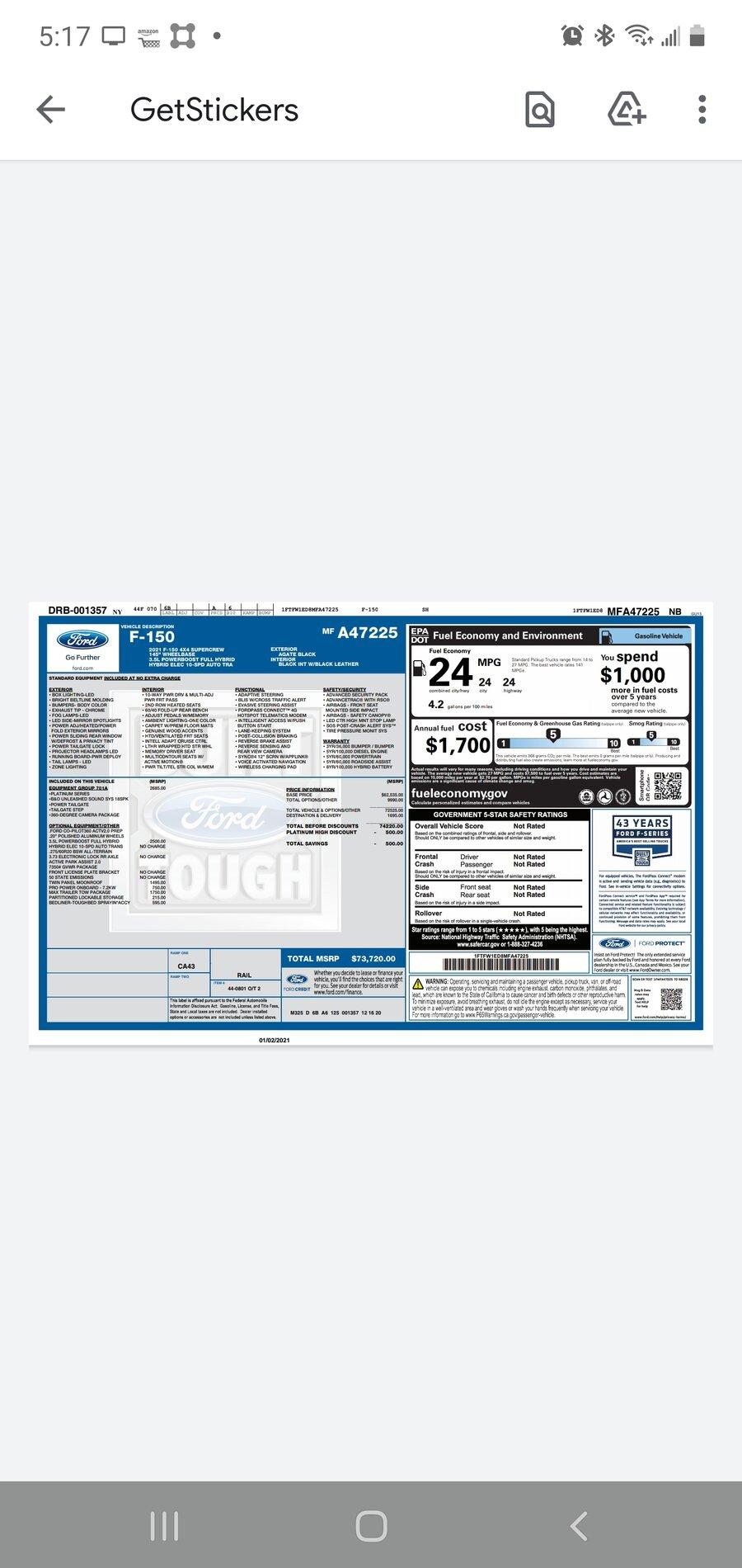 Ford F-150 Lightning What are the heavier options to avoid to increase payload? Screenshot_20210107-171706_Drive