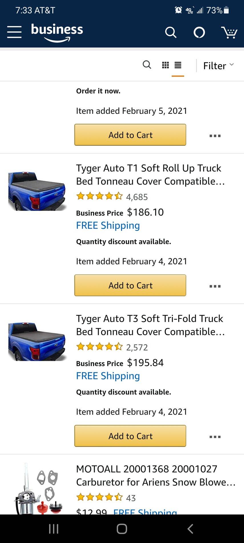 Ford F-150 Lightning Tyger tonneau cover with power tailgate? Screenshot_20210211-193349_Amazon Shoppin