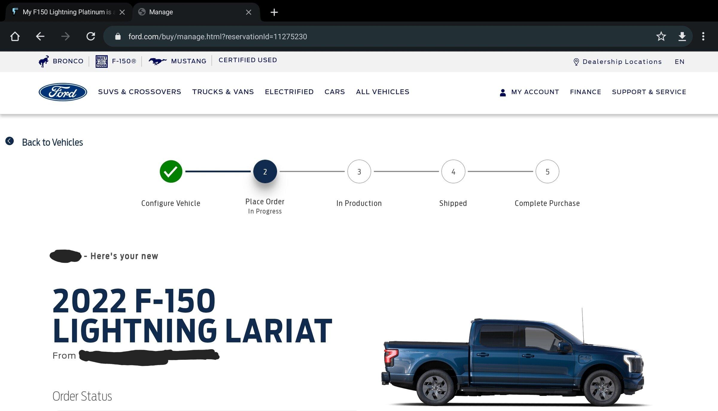 Ford F-150 Lightning Check your Ford order page.  New updated production / build date. Moved up 1 month ! Screenshot_20220526-112301_Chrome