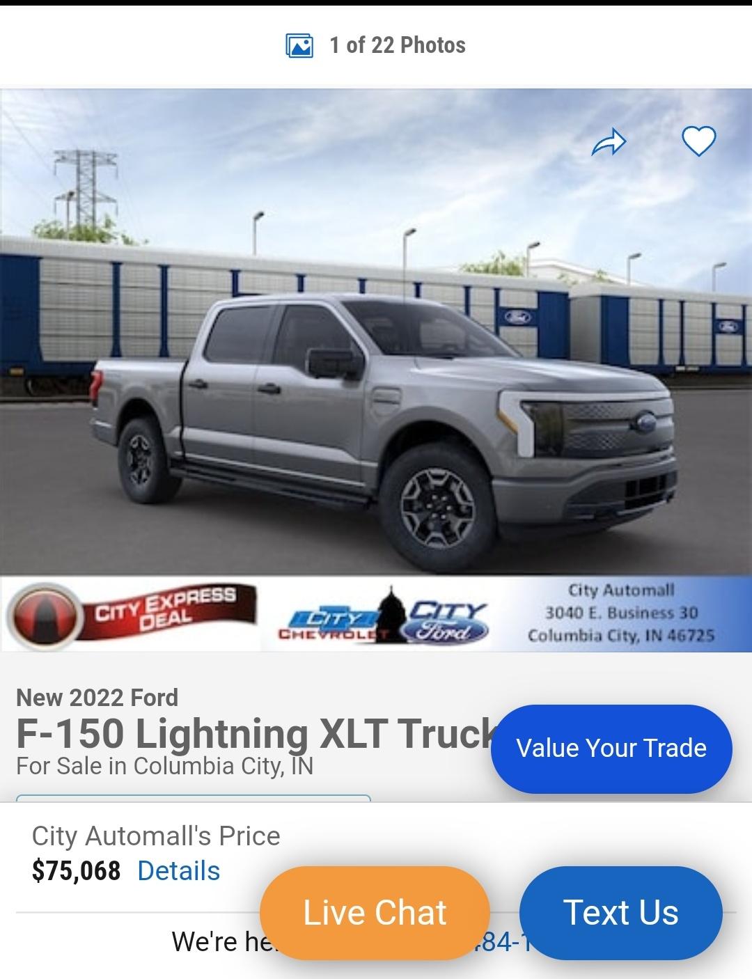 Ford F-150 Lightning $69k ADM markup on Lightning at Gary Smith Ford in Ft. Walton Beach,. FL 😱 Screenshot_20220607-130851