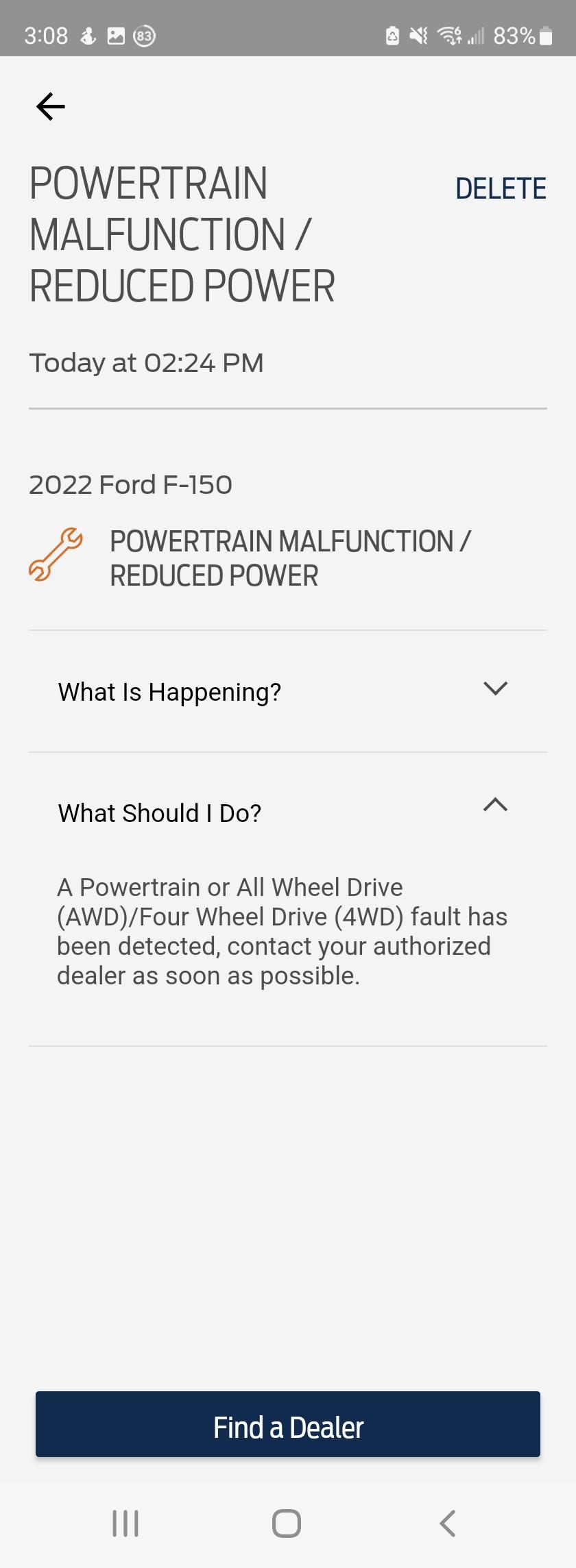 Ford F-150 Lightning Well that didn't take long... "Powertrain Malfunction / Reduce Power" issue message Screenshot_20220719-150829_FordPass