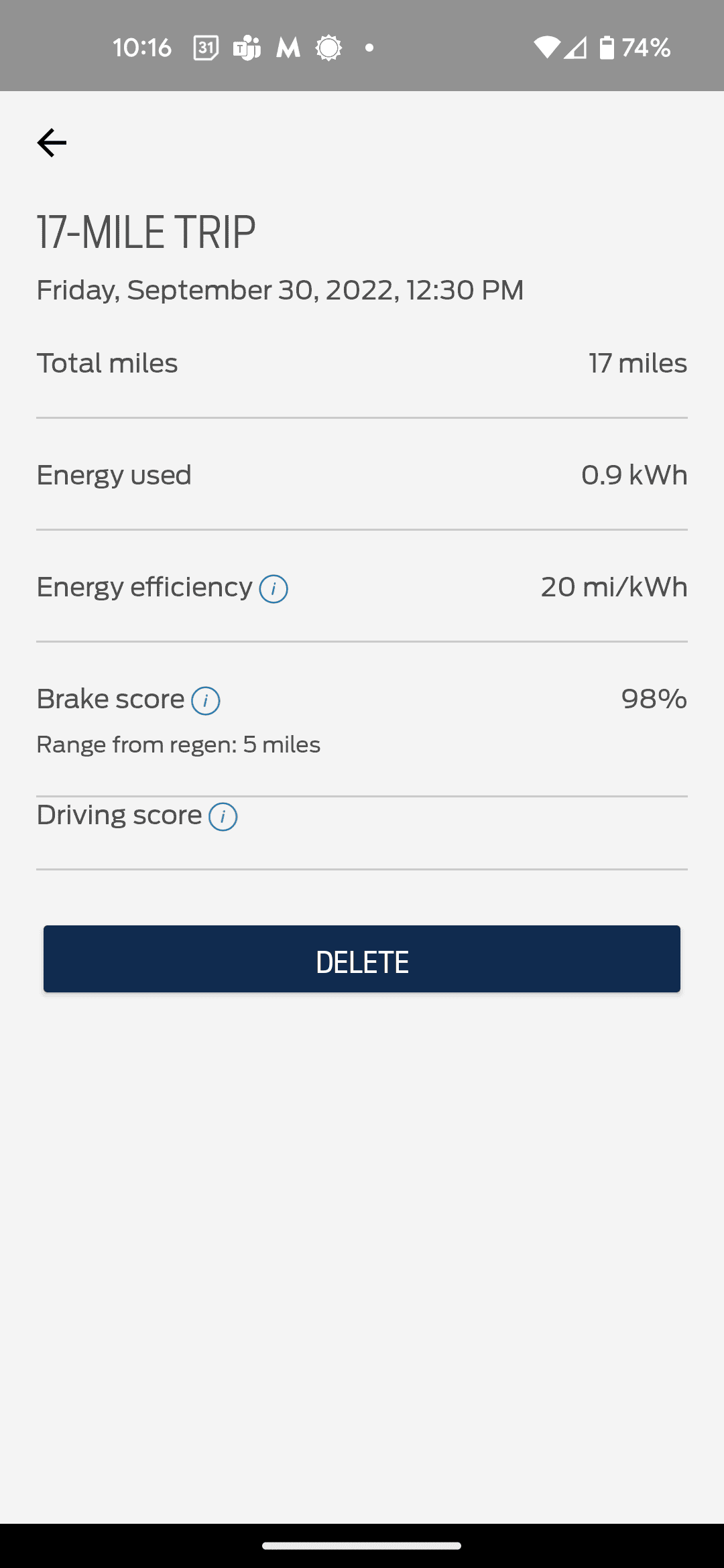 Ford F-150 Lightning “My EV driving” log stopped working in the Ford Pass app ? Screenshot_20221001-101627