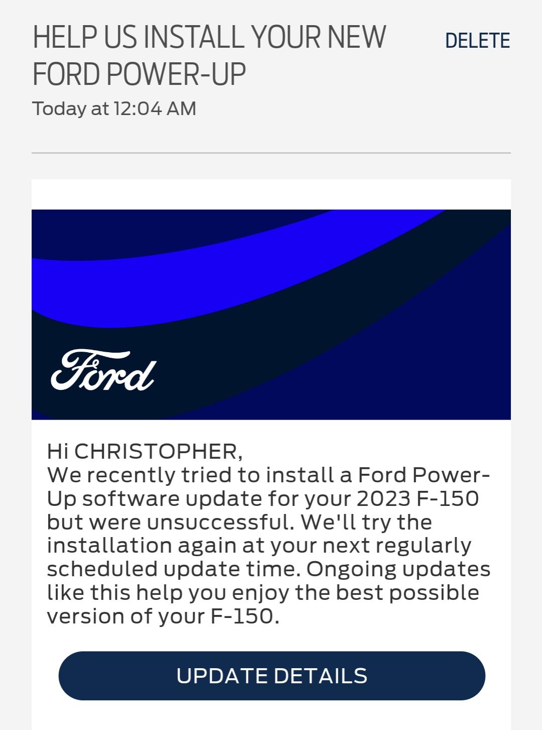 Ford F-150 Lightning Failed update Screenshot_2023-07-09-00-04-49-98_f85a9dcae275ee1e0920d804e6924647