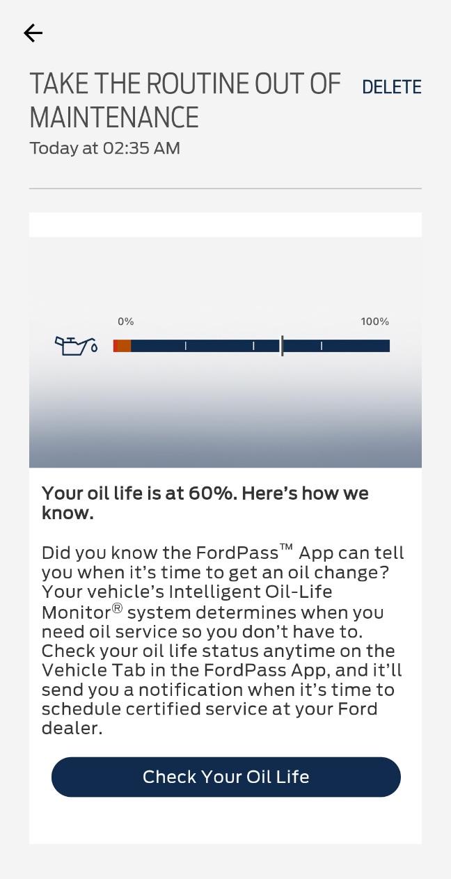 Ford F-150 Lightning Would you like an oil change while your truck is in for the wiper motor recall? Screenshot_20230302_180201_FordPass