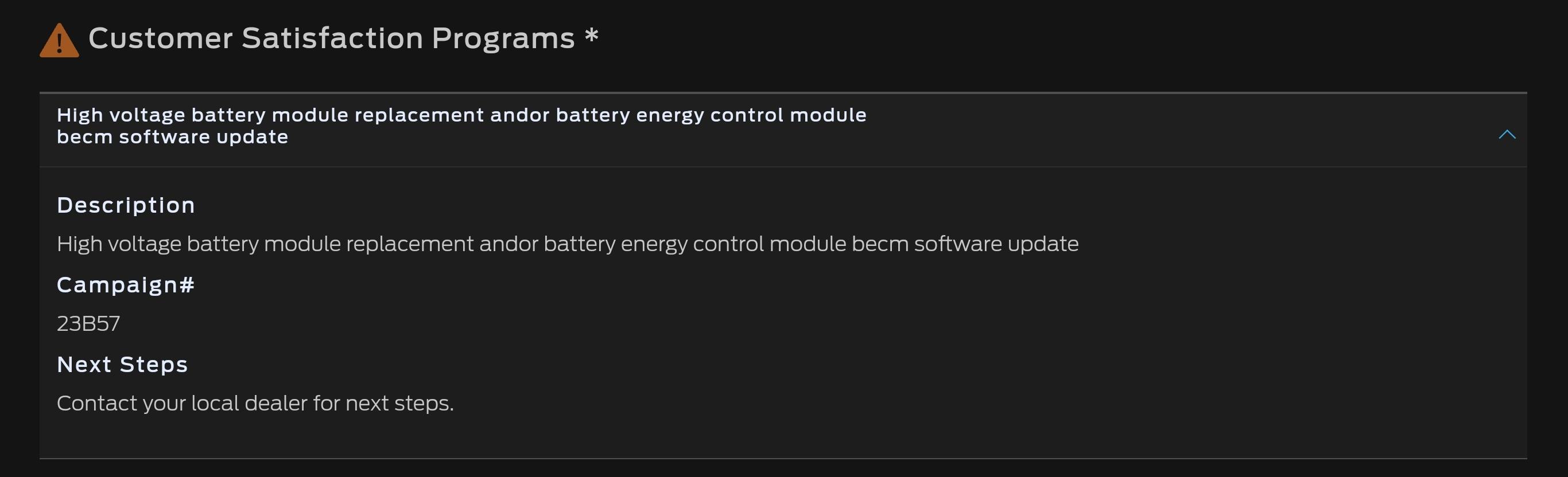 Ford F-150 Lightning CSP-23B57 for High Voltage Battery Notice Screenshot_20230914_220229_Samsung Internet