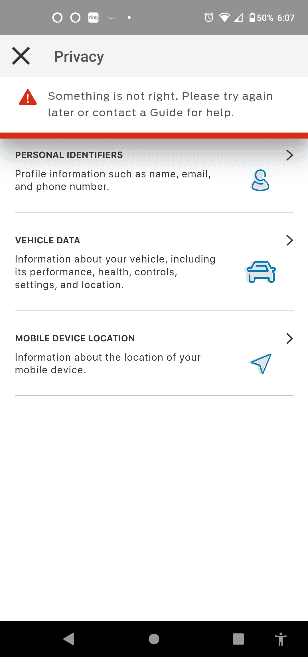 Ford F-150 Lightning Fordpass. Need help ASAP Screenshot_20231027-180732 FordPass Account Settings Privacy Something is not right DashBoard