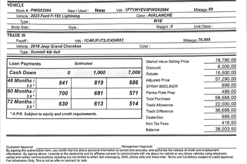 Ford F-150 Lightning 2023 F150 Lightning ER Lariat, $30k Discount, $49215 final selling price. Screenshot_20240323-073415