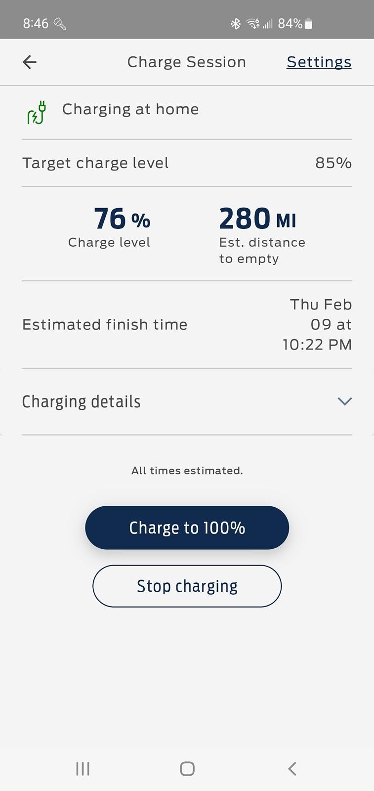 Ford F-150 Lightning Ford Pass showing incorrect charge completion date. Screenshot_20240504-204658_FordPass