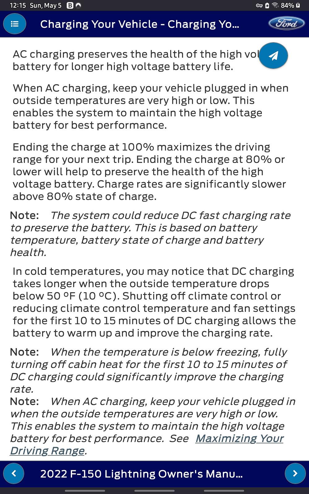 Ford F-150 Lightning Official Charging Recommendations Screenshot_20240505_121531_Firefox