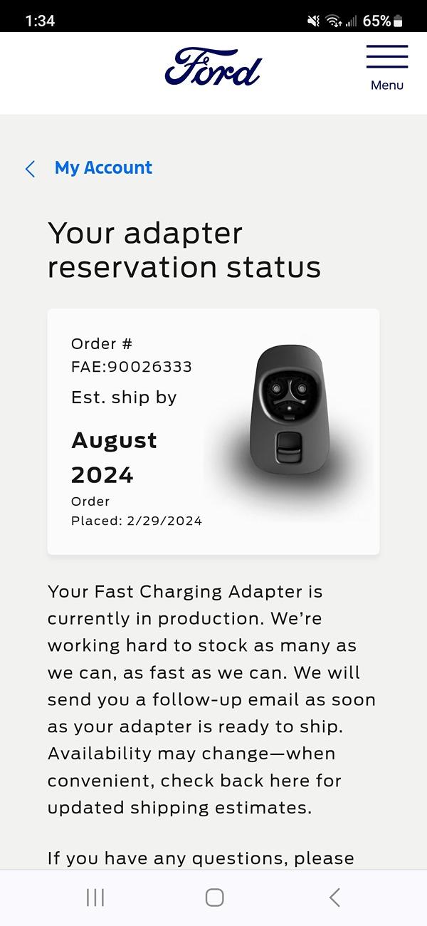 Ford F-150 Lightning Update: F-150 Lightning Fast Charging Tesla Adapters Start Shipping TODAY Per Ford! Screenshot_20240709_133434_Chrome