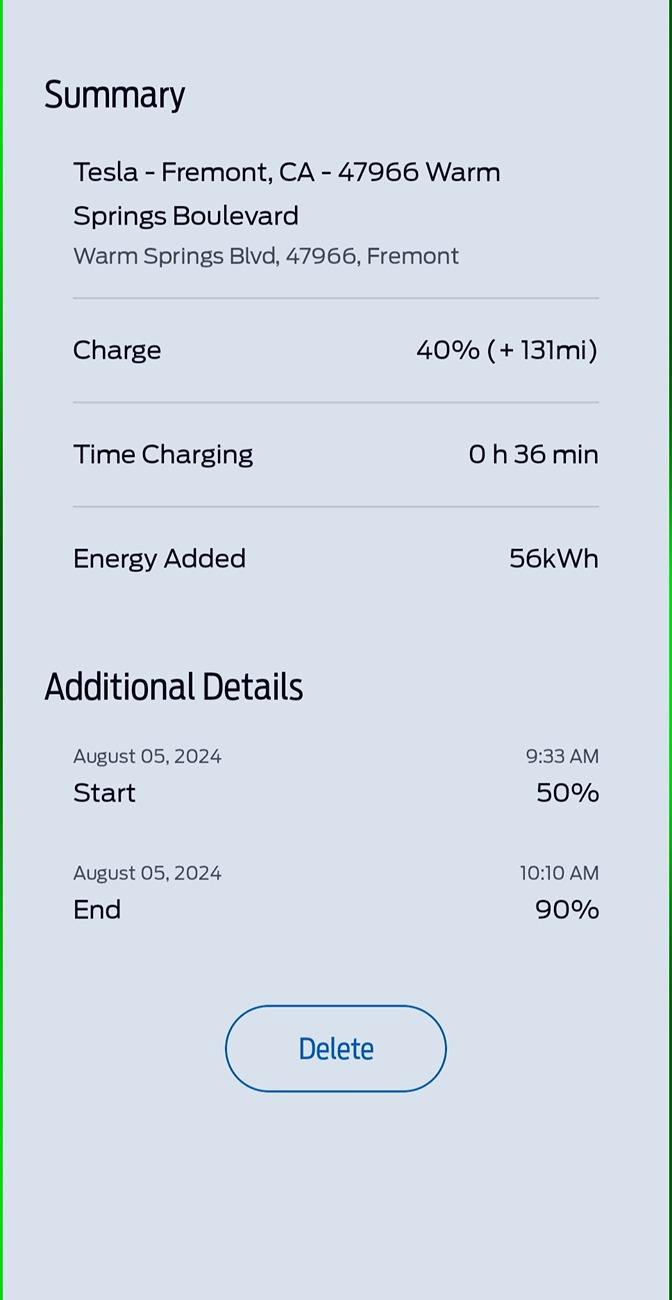 Ford F-150 Lightning 1st time using A2Z Typhoon NACS to CCS1 at Tesla Supercharger Screenshot_20240805_105406_FordPass