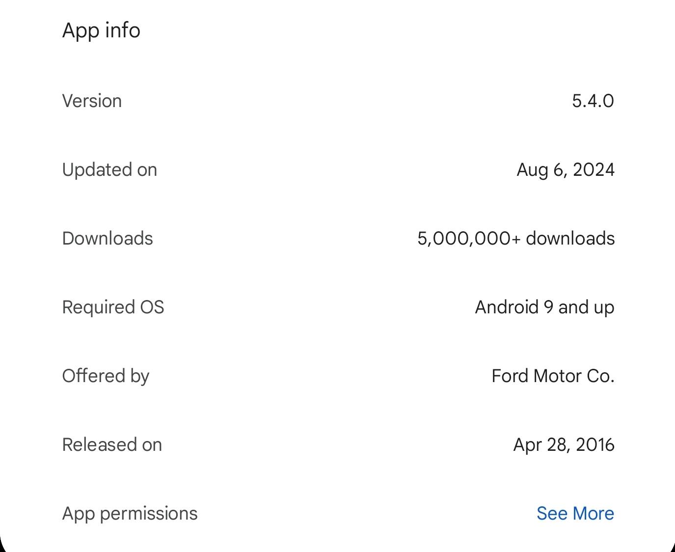 Ford F-150 Lightning FordPass app update 5.4.0 (iOS & Android) Screenshot_20240820_182845_Google Play Store