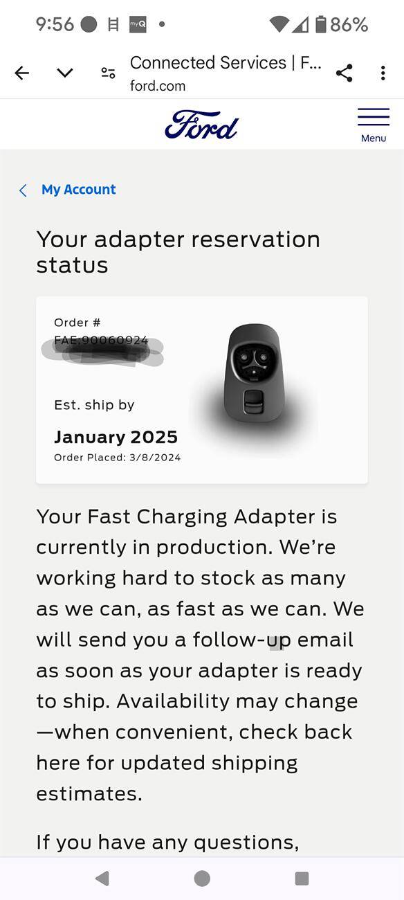 Ford F-150 Lightning Ford Resumes Shipping Fast Charging Adapters (Sept. 2024 batch) Screenshot_20241002-095628