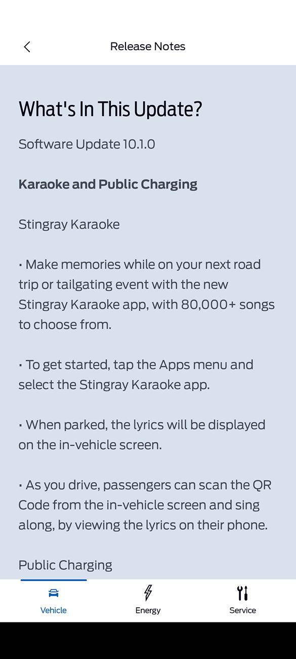 Ford F-150 Lightning OTA Software Update - 10.1.0 - It's karaoke time Screenshot_20241115-130104