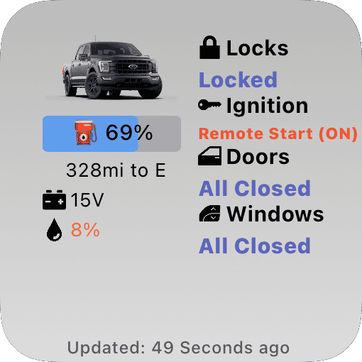 Ford F-150 Lightning FordPass - Scriptable Widget (iOS, iPad, MacOS) smallDetailedLight