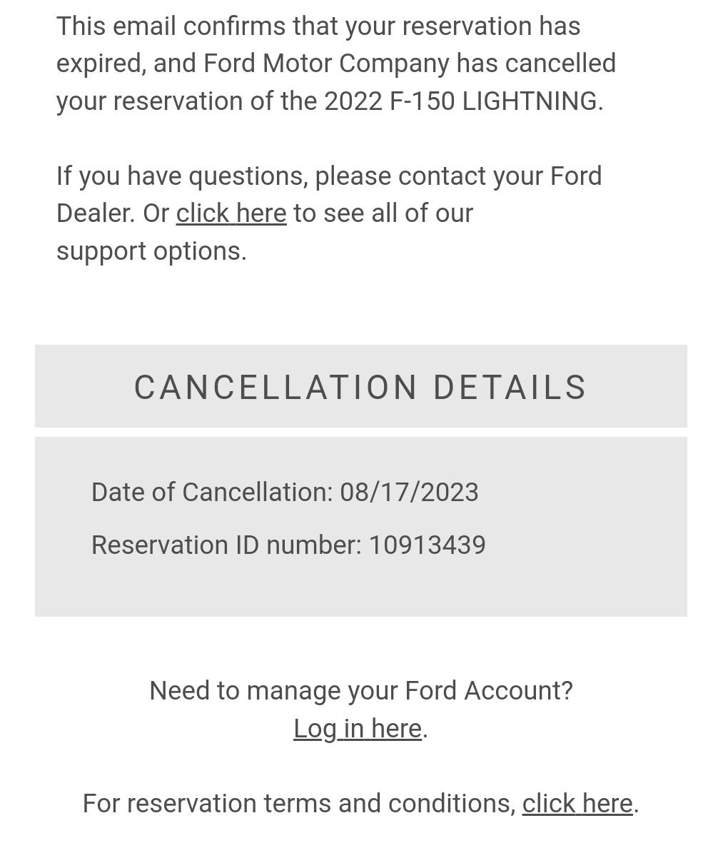 Ford F-150 Lightning Your reservation has been cancelled SmartSelect_20230817_130513_Chrome