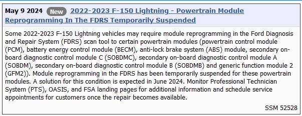 Ford F-150 Lightning Lightning Software Updates using FDRS SSM_52528_Lightning_Powertrai