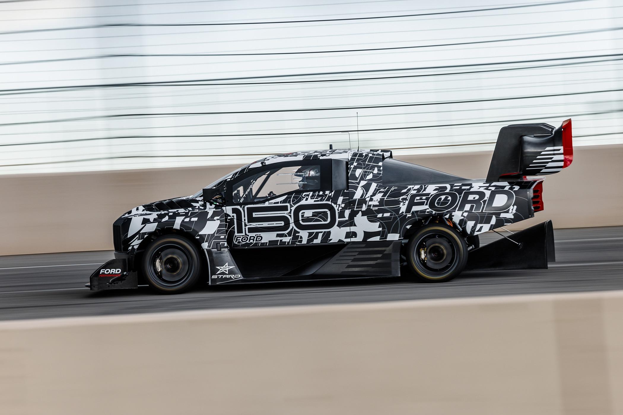 Ford F-150 Lightning First Look: Ford F-150 Lightning Supertruck EV Demonstrator SuperTruck Camo Side