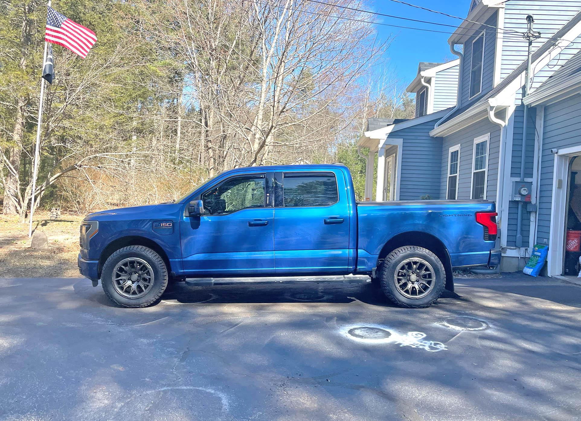 Ford F-150 Lightning Nokian Outpost nAT tires on Roush Wheels installed. No real hit on range so far tempImageM5gOy