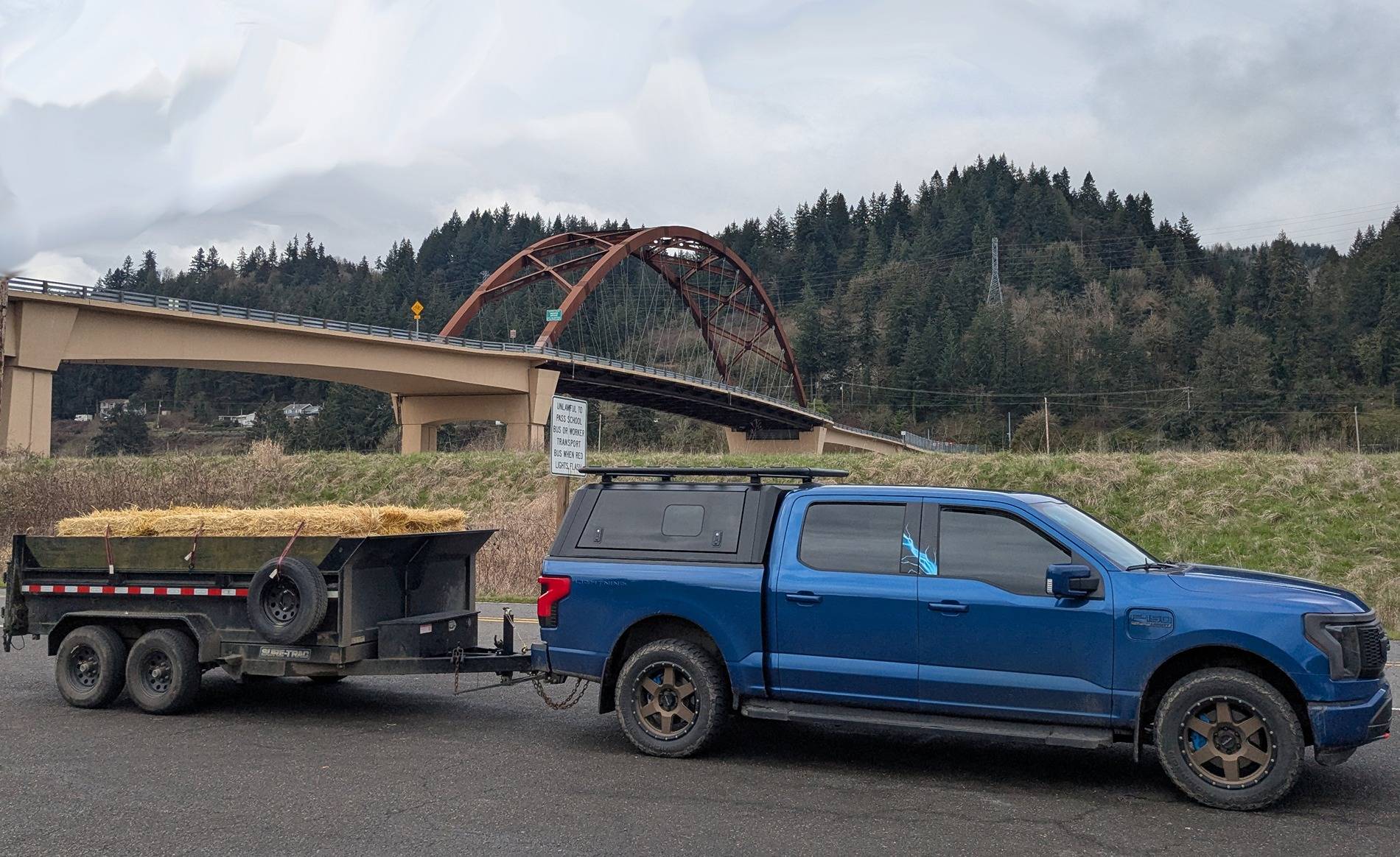 Ford F-150 Lightning I tow a 10k dump trailer regularly with loads from 4000-10000lbs and it's the best tow vehicle I've ever owned. trk