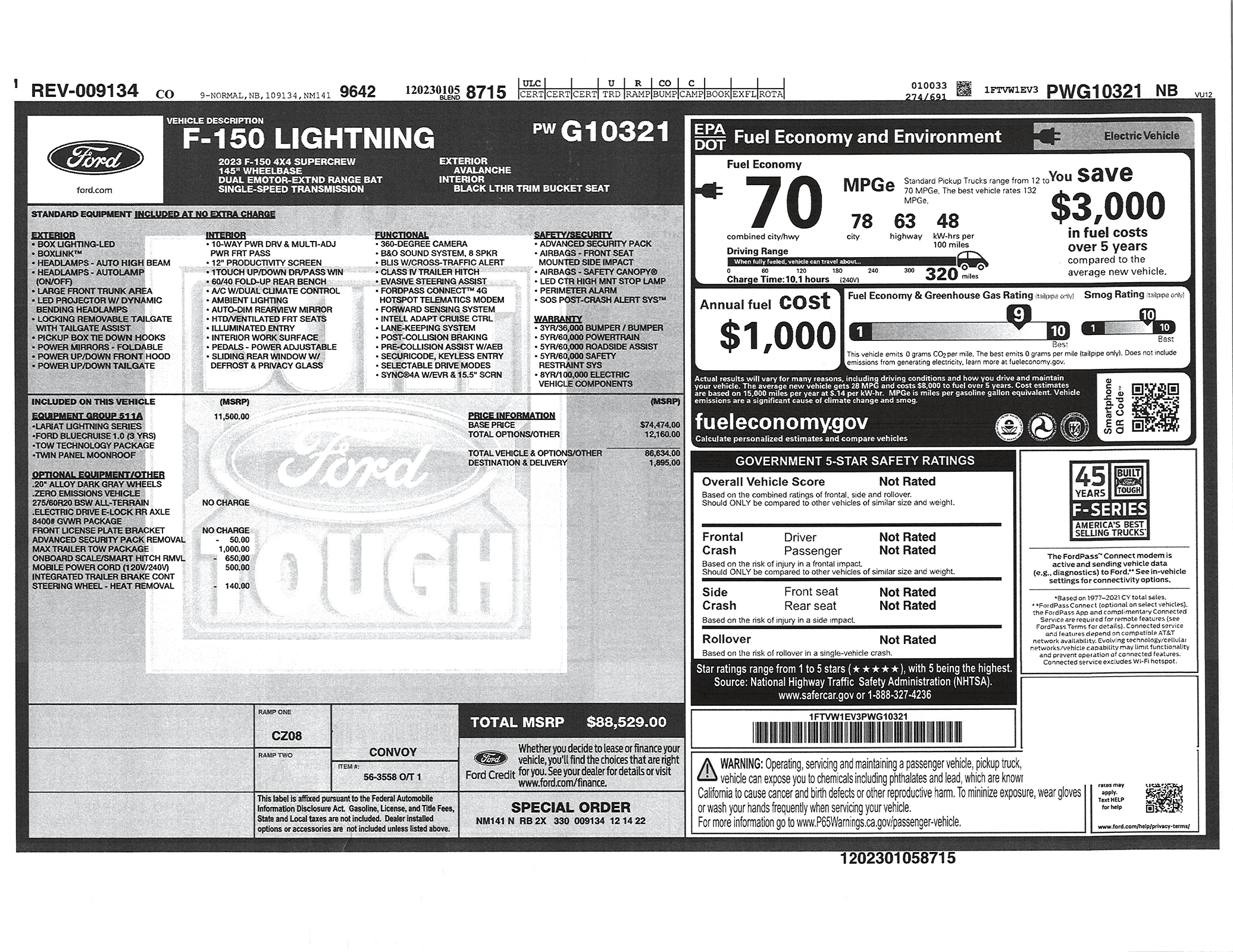 Ford F-150 Lightning $49,999 - 2023 F-150 Lightning Lariat ER - Avalanche Grey truck_sticker