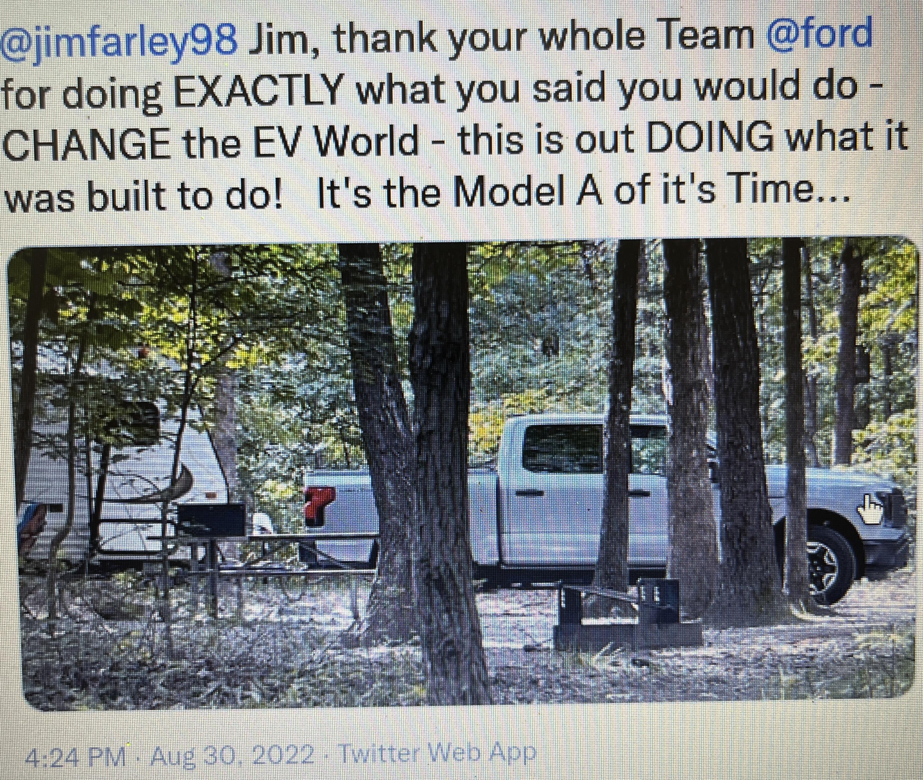 Ford F-150 Lightning Battery TWEET to Jim Farley - it's everything you said it would be