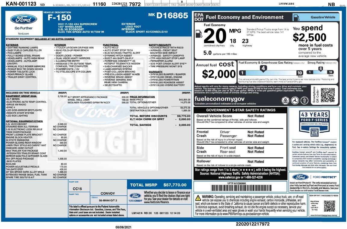 Ford F-150 Lightning 2021 F-150 Payload Stickers window sticler jpg.JPG