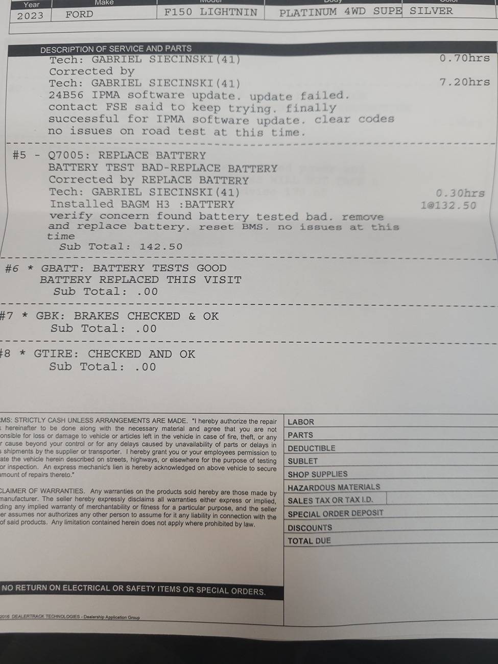 Ford F-150 Lightning Powertrain Malfunction/ Reduced Power wo#1