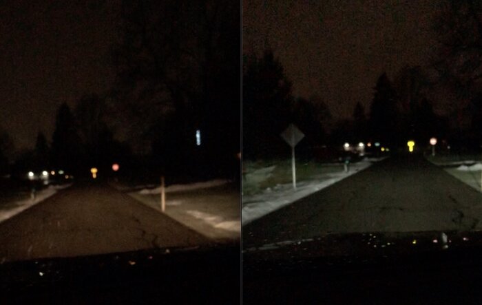 Halogen vs LED headlights on 2021 F-150 -- real world comparison pics