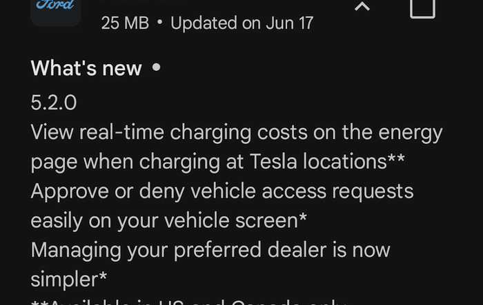 FordPass Update 5.2.0 -- Real-time charging costs @ Tesla Superchargers