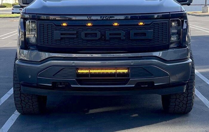 22" Lightbar installed in Front Bumper / Active Shutter area