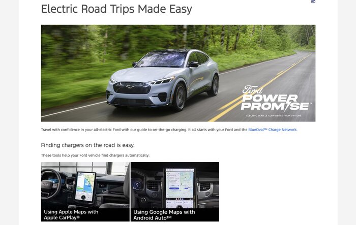 Ford Launches New Electric Road Trip Hub Site