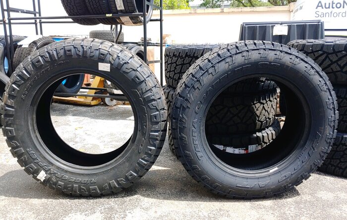 275/65/20 Nitto Ridge Grappler VS 295/60/20 Terra Grappler side by side visual comparison.