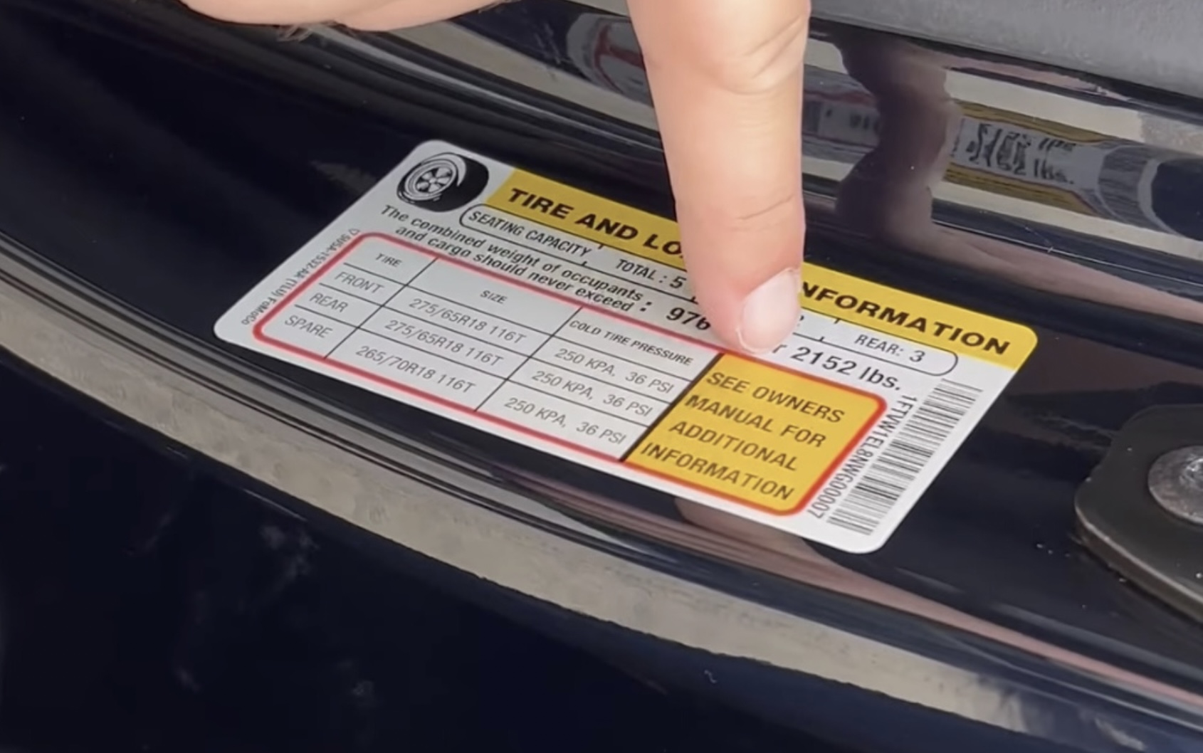 Door Sticker Thread (GVWR / Payload / Tire and Loading Figures Label